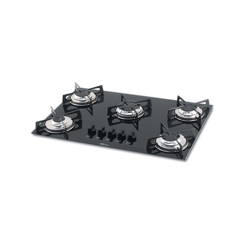 Fogão Cooktop à Gás 5 Bocas Vidro Preto - Fischer