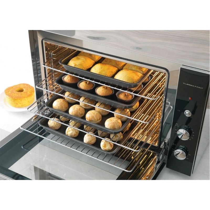 Forno Elétrico Turbo Fast 80 Litros Preto 4 Esteiras 220V - Fischer