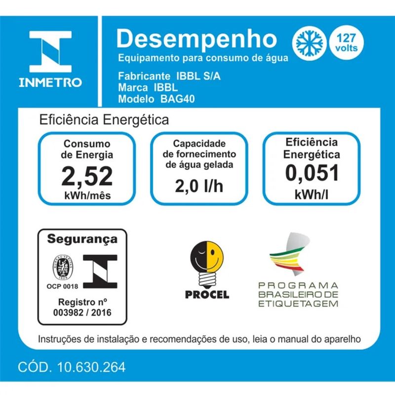 Bebedouro de Pressão Industrial BAG40 Inox - IBBL | 220V