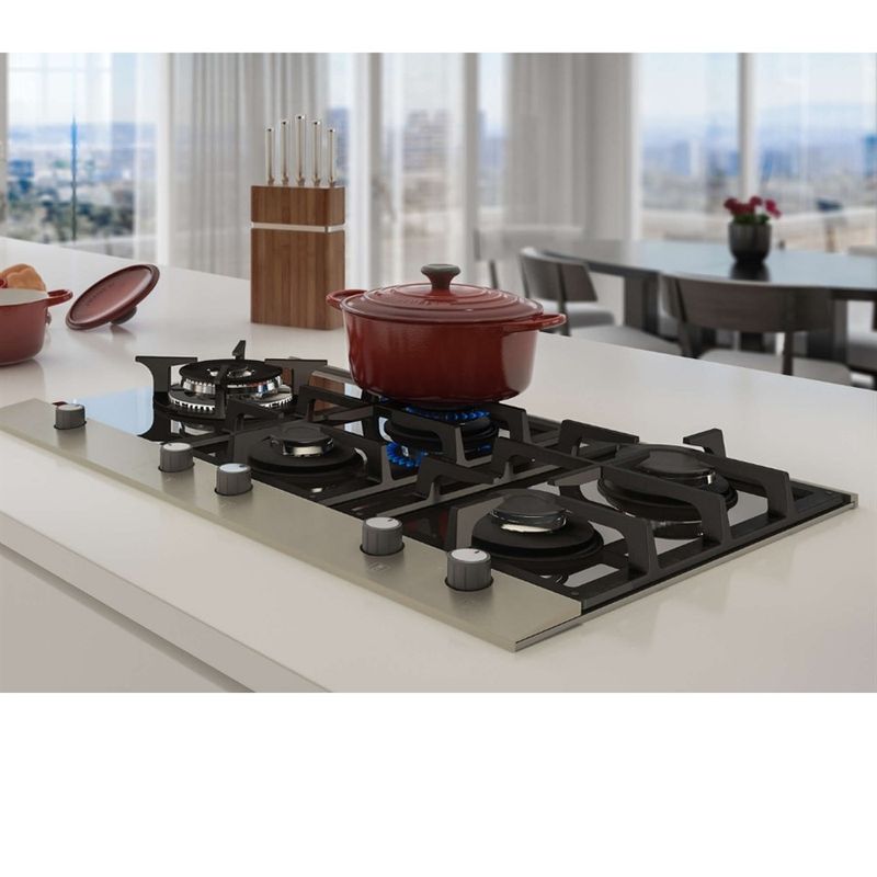 Cooktop Fischer a Gás Platinium 5 Bocas Mesa em Vidro Preto | Bivolt