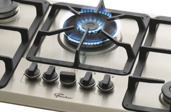 Cooktop Fischer a Gás 5 Bocas Tripla Chama Mesa Inox | Bivolt