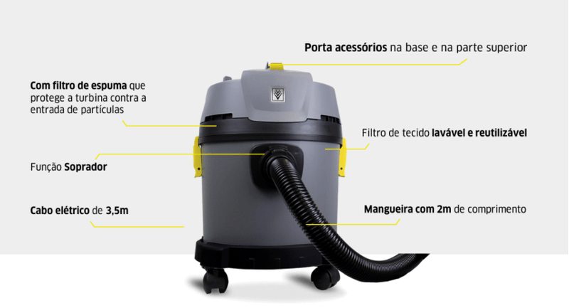 Aspirador de Pó e Líquidos Karcher Cinza 1300W NT585 | 220V