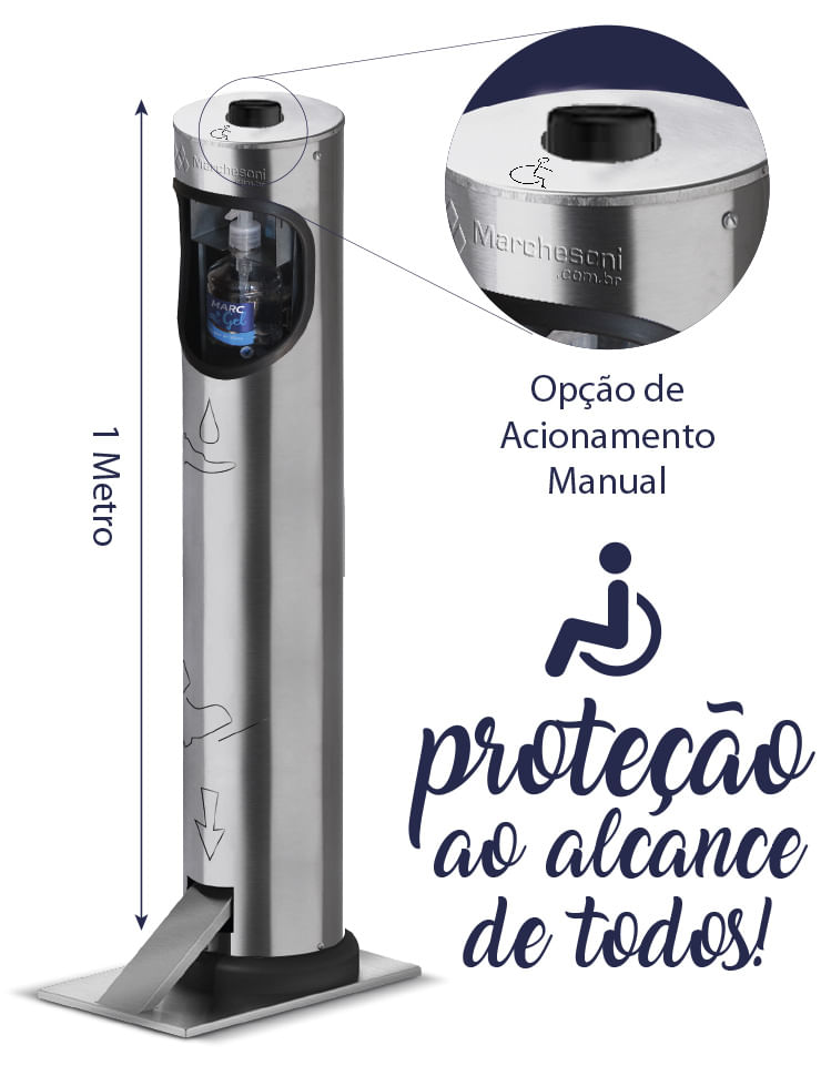 Suporte com Pedal para Álcool em Gel MarcGel 1,2M - Marchesoni