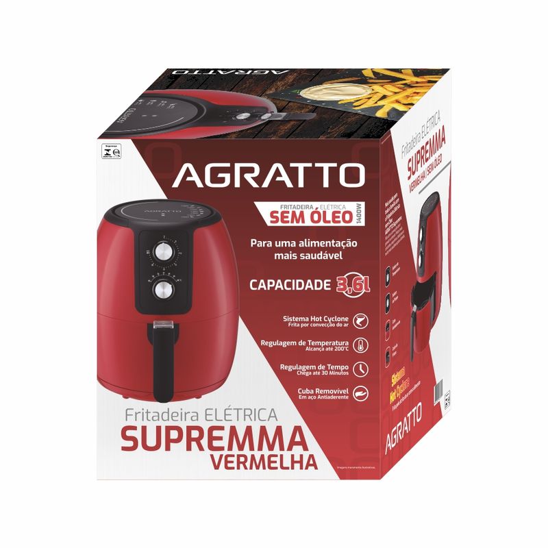 Fritadeira sem óleo Agratto Air Fryer Supremma | 220V
