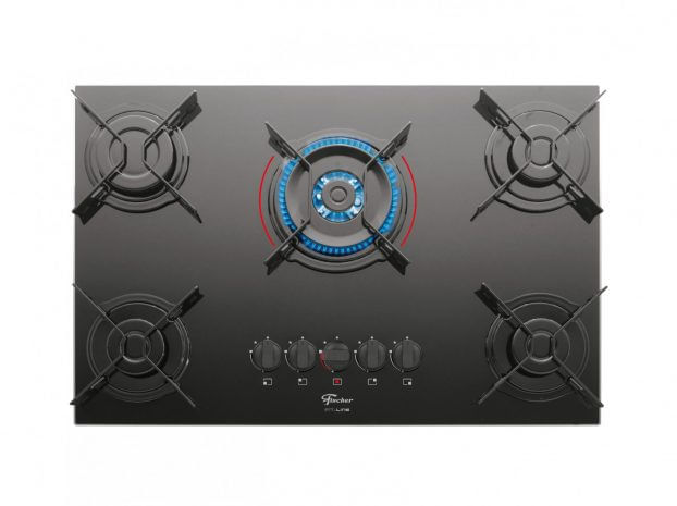 Cooktop Fischer Fit Line a Gás 5 Queimadores Mesa de Vidro