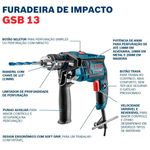 Furadeira de Impacto Bosch GSB 13RE Profissional 650W 220V