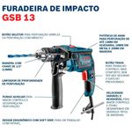Furadeira de Impacto GSB 13RE Profissional 650W  - Bosch | 220V