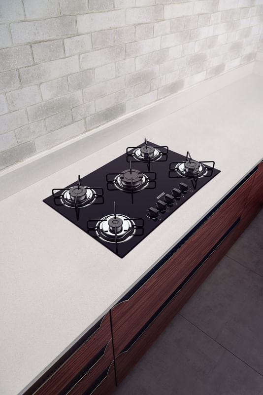 Cooktop a Gás Tramontina Glass Brasil 5 Bocas Preto