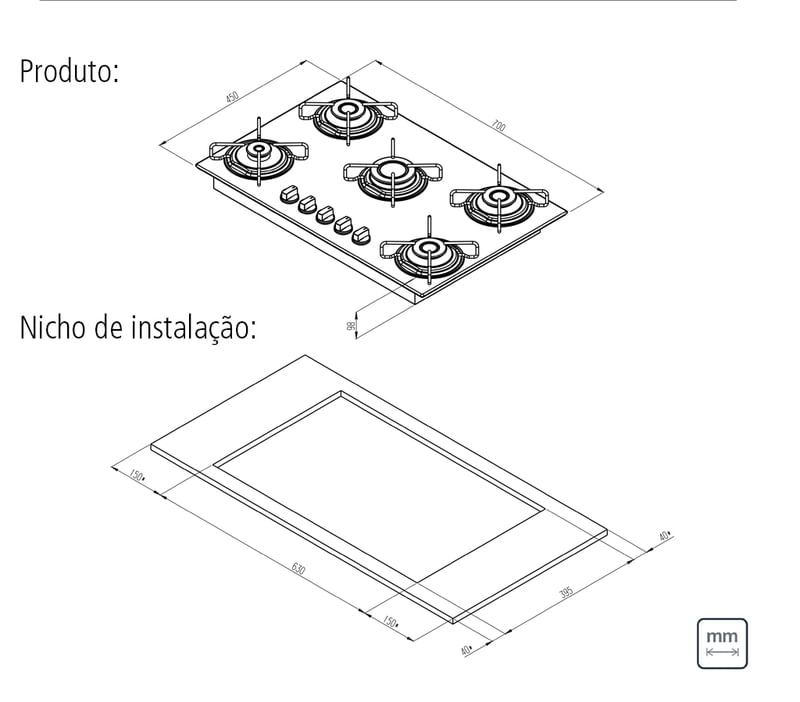 Cooktop a Gás Tramontina Glass Brasil 5 Bocas Preto