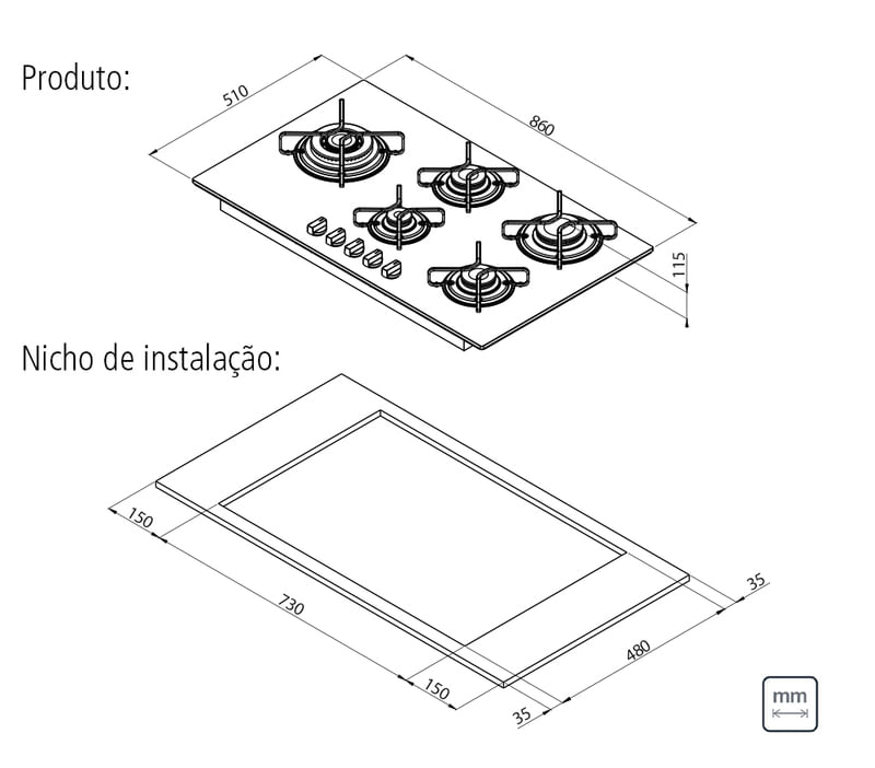 Cooktop a Gás Tramontina Penta Side Plus Preto 5 Queimadores | Bivolt