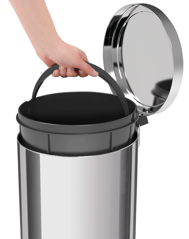 Lixeira Inox Pedal Tramontina Polido e Balde Interno Removível 30L