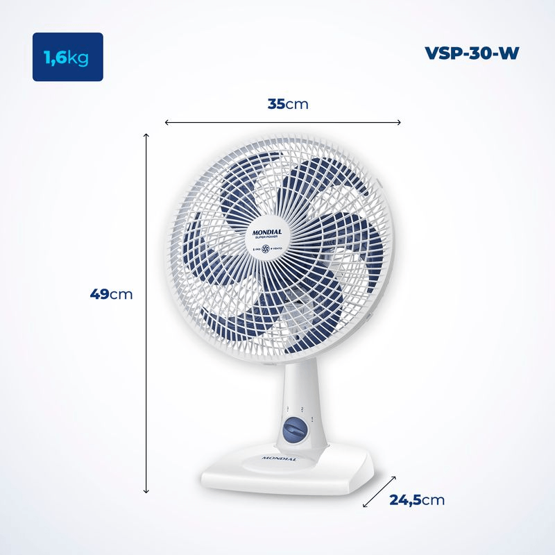 Ventilador De Mesa Mondial VSP-30-W | 220V