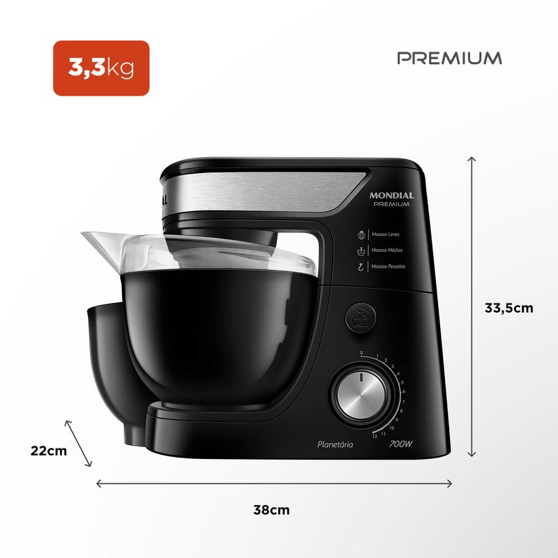Batedeira Planetária Mondial Premium BP-01-P-B |220V