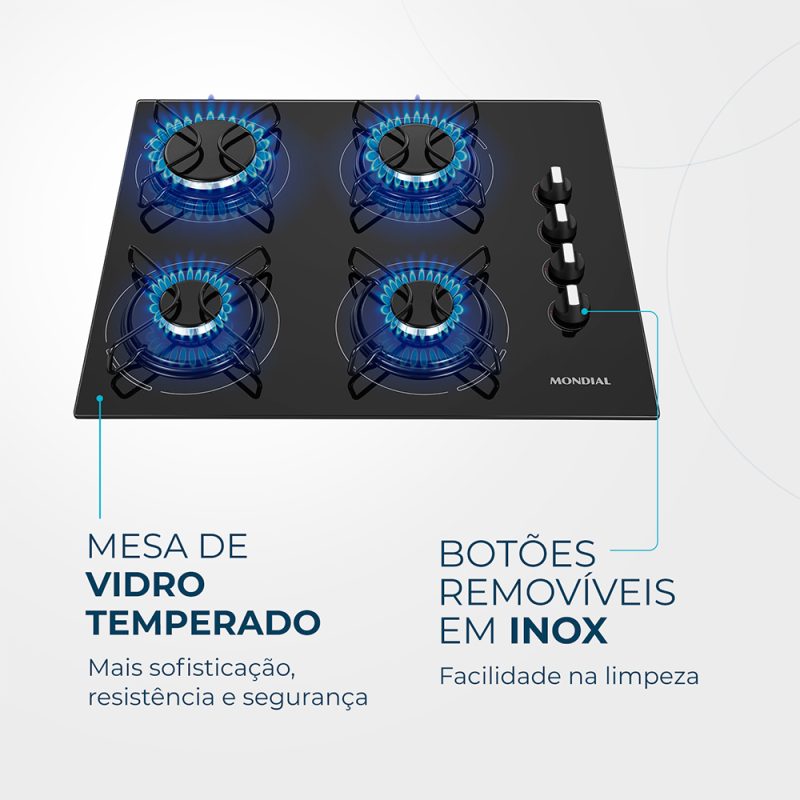 Cooktop a Gás 4 Bocas Mondial CTG-01 | Bivolt