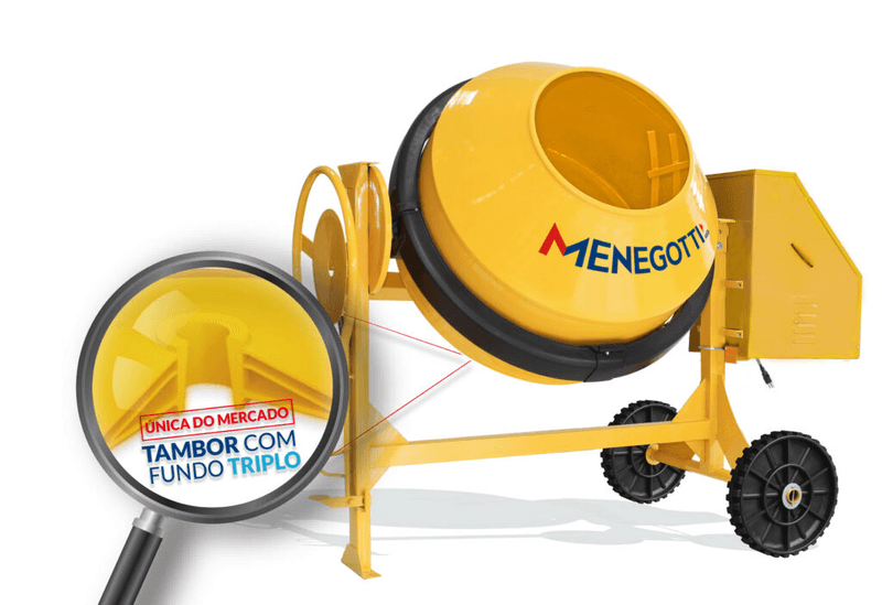Betoneira Profissional 400Lts Menegotti com Motor Monofásico 2cv  Bivolt