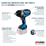 Chave De Impacto 3/4  Bosch Gds 18v-1050 Biturbo | A Bateria