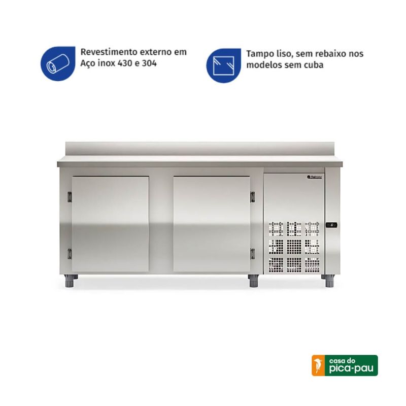 Balcão Refrigerado de Encosto 2.0m Gelopar GBFE-200 AI | 220V