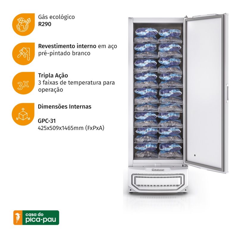 Conservador/Refrigerador Vertical Gelopar 573L Tripla Ação - GPC-57 TE/BR | 220V