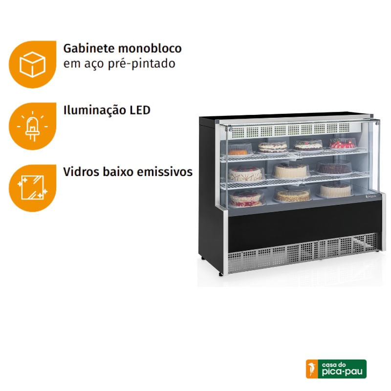 Vitrine Refrigerada Confeitaria 1,40m Aurora GPEA-140RPR Gelopar | 220V