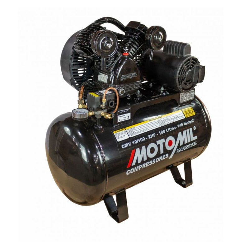 Compressor de Ar CMV-10/100 Motomil 2 Polos 100 Litros 140 Libras | Bivolt