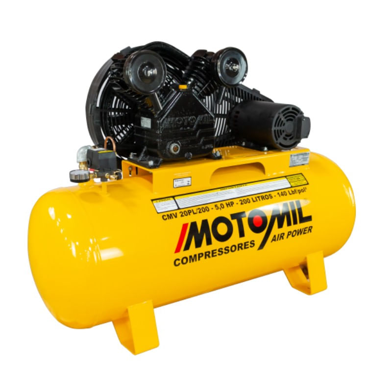 Compressor de Ar Motomil 5HP 200 Litros CMV-20PL | 380V