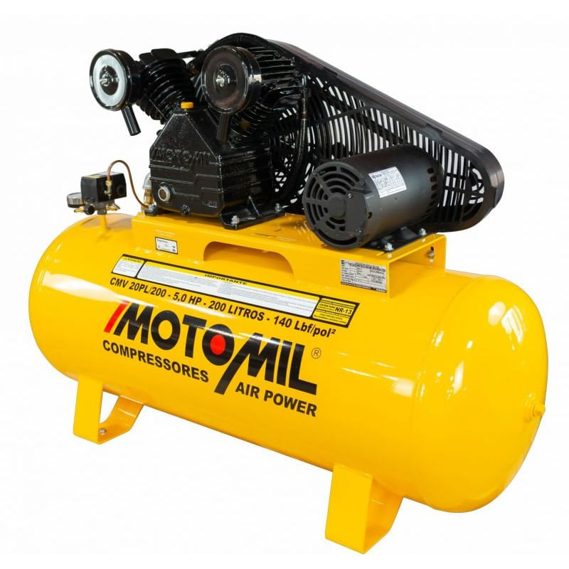 Compressor de Ar Motomil 5HP 200 Litros CMV-20PL | 380V