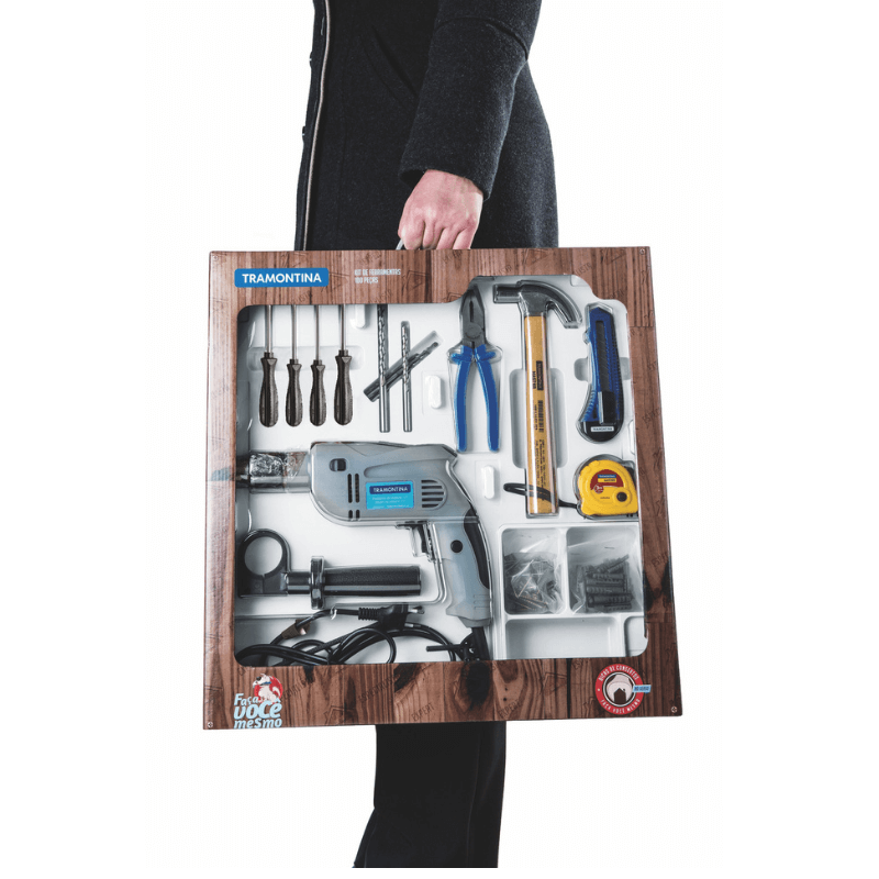 Kit Completo de Ferramentas 100 peças c/ Furadeira 500W - Tramontina