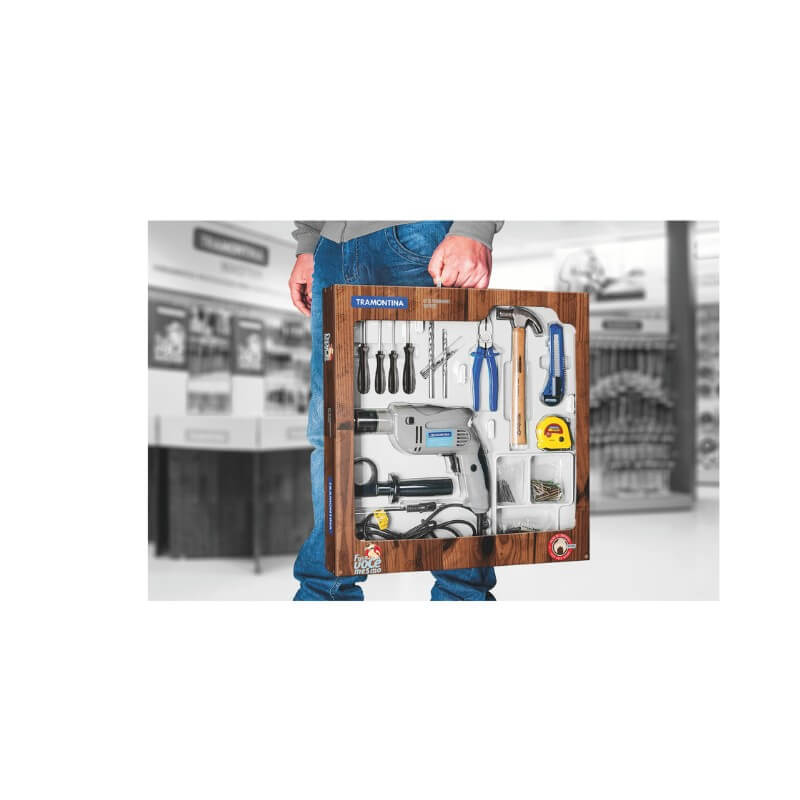 Kit Completo de Ferramentas 100 peças c/ Furadeira 500W - Tramontina