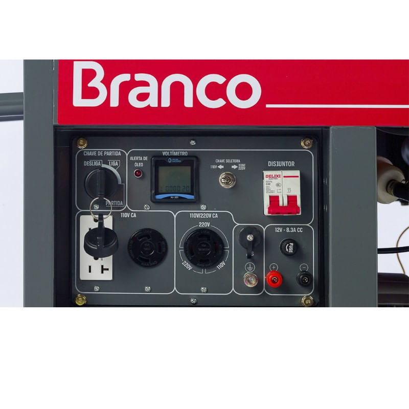 Gerador De Energia À Diesel Branco BD8000 EF Partida Elétrica 6,5 kVA