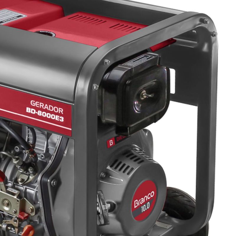 Gerador De Energia A Diesel Branco 8.0kVA 13cv 4T Com AVR Partida Elétrica - BD8000E3 | 380V