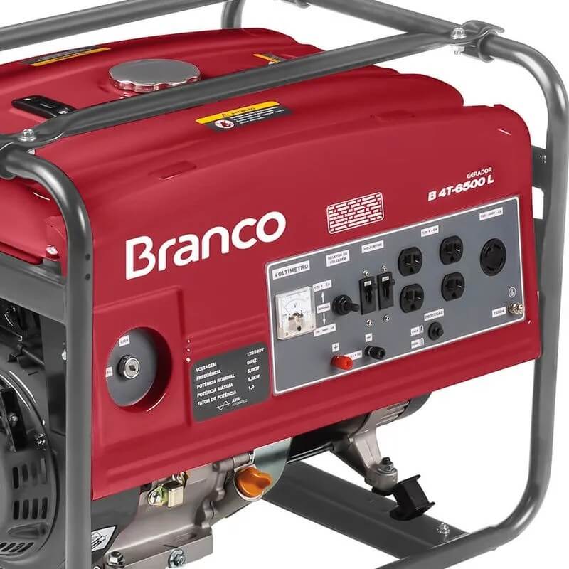 Gerador de Energia à Gasolina B4T-6500 5,5 KVA - Branco