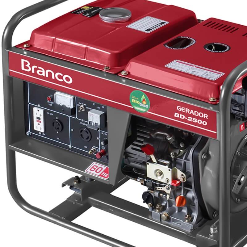 Gerador de Energia a Diesel Monofásico BD-2500 2,2 KVA - Branco