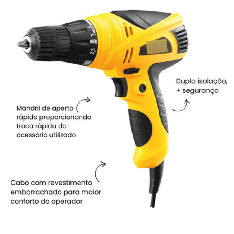 Furadeira e Parafusadeira Elétrica 3/8 FPV300 220V 280W - Vonder
