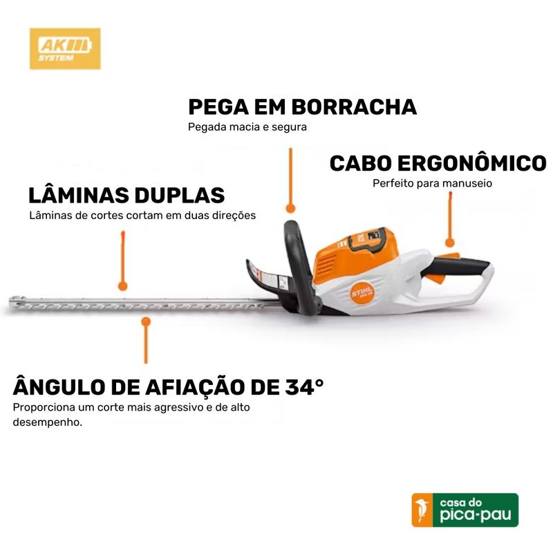 Podador STIHL sem fio HSA 50 com Kit Bateria + Carregador | 220V