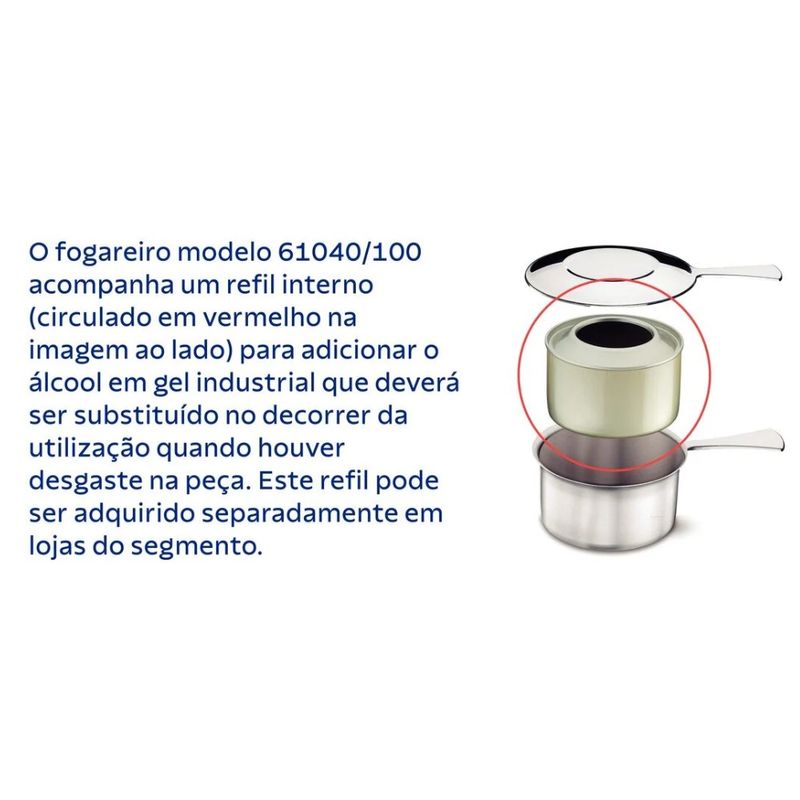 Rechaud Tramontina Retangular em Aço Inox Banho Maria Tampa Removível com Fogareiro Cuba GN 1/2 8,4 L