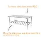 Mesa de Trabalho toda em INOX com Prateleira Inferior 1,40 x 70 cm Inox 430 - INNAL