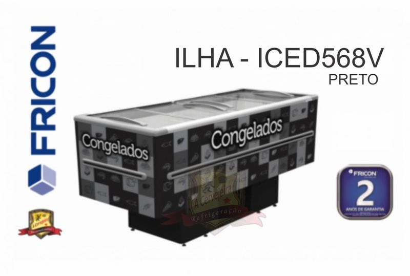 Expositor Ilha Congelado 568L Fricon ICED568-2V030 Preto | 220V
