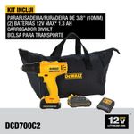 Furadeira Parafusadeira 3/8" Dewalt 12V com 2 Baterias + Bolsa DCD700C2-BR | Bivolt