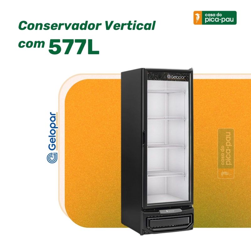 Freezer/Refrigerador Vertical p/ Resfriados ou Congelados 1 Porta 577L GPA-57 PR Preto Gelopar | 220V