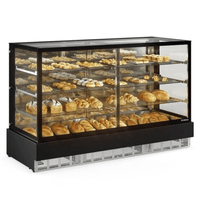 Vitrine Seca/Neutra 2,00m Gelopar Linha Conveniência Gourmet MGEN-200 PR Preta - LED Perimetral + Rodízios