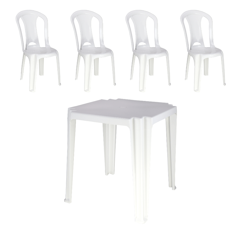 Kit Cadeira e Mesa Tramontina de Plástico Polipropileno Branco