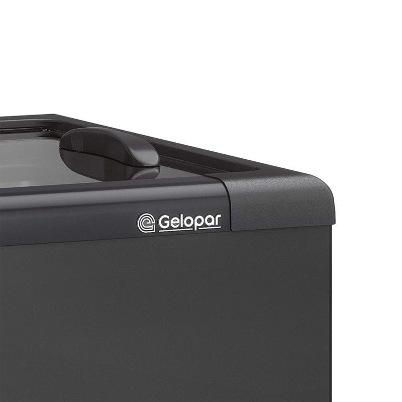 Freezer Horizontal Gelopar 210L All Black com Tampas de Vidro e Rodízios | 220V