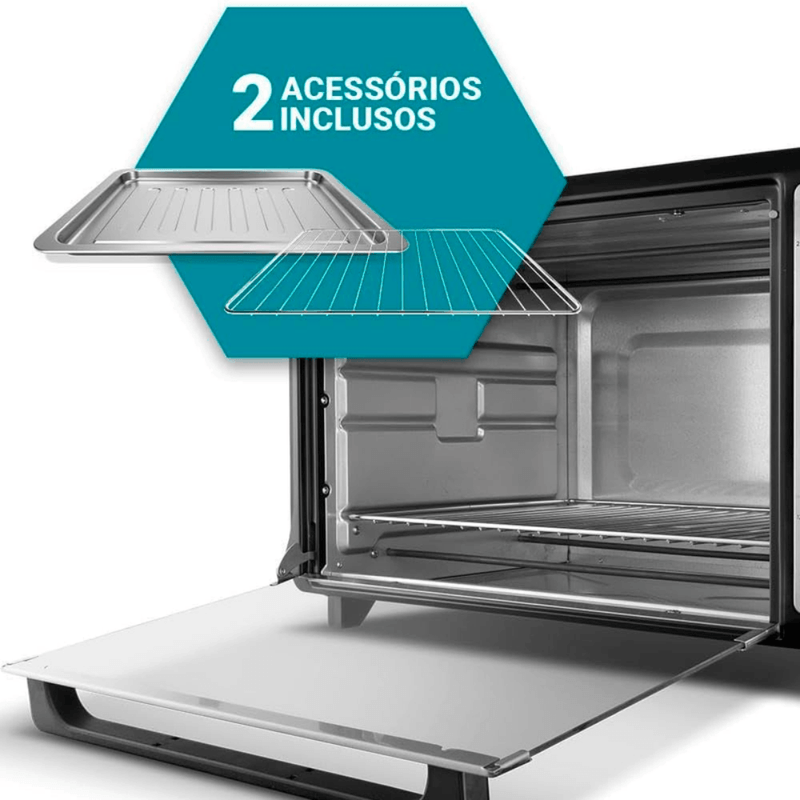 Forno Elétrico Philco 2000W 65L com Lâmpada PFE65 Preto/Inox | 220V