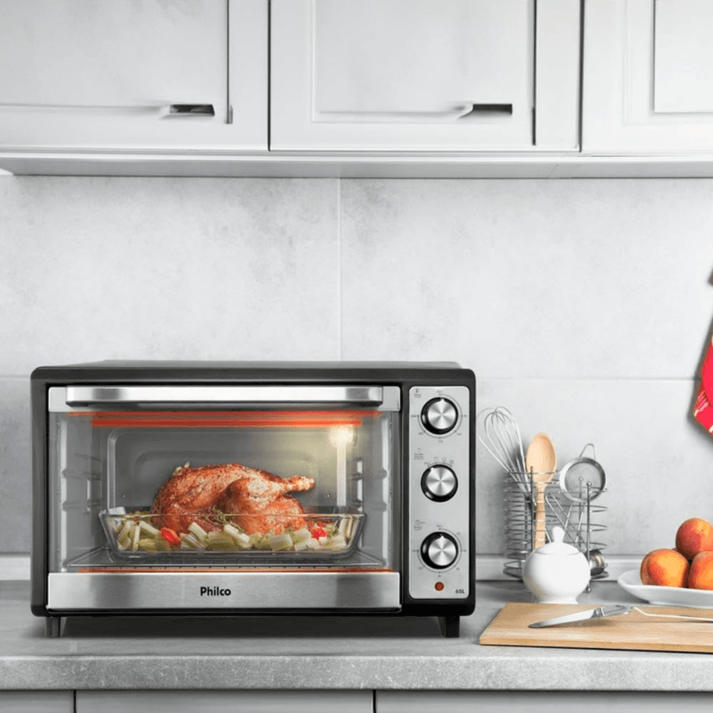 Forno Elétrico Philco 2000W 65L com Lâmpada PFE65 Preto/Inox | 220V