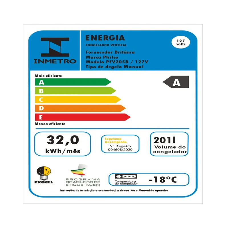 Freezer Vertical Philco 2 em 1 201L PFV205B Branco | 220V