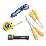 Kit de Ferramentas 7 Peças Tramontina com Trena, Lanterna, Estilete e Chaves de Fenda