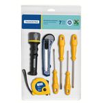 Kit de Ferramentas 7 Peças Tramontina com Trena, Lanterna, Estilete e Chaves de Fenda