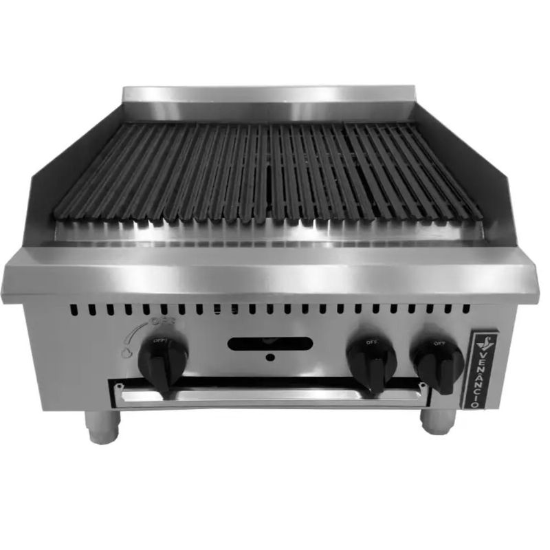 Chapa a Gás Charbroiler Prime 60 Venâncio Inox com Grelhas Dupla Face