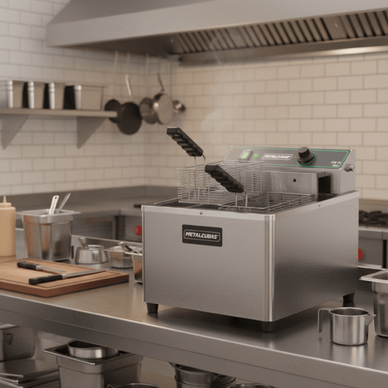 Fritadeira Elétrica 15 Litros Metalcubas FOE 15M 8000W Inox Profissional | 220V