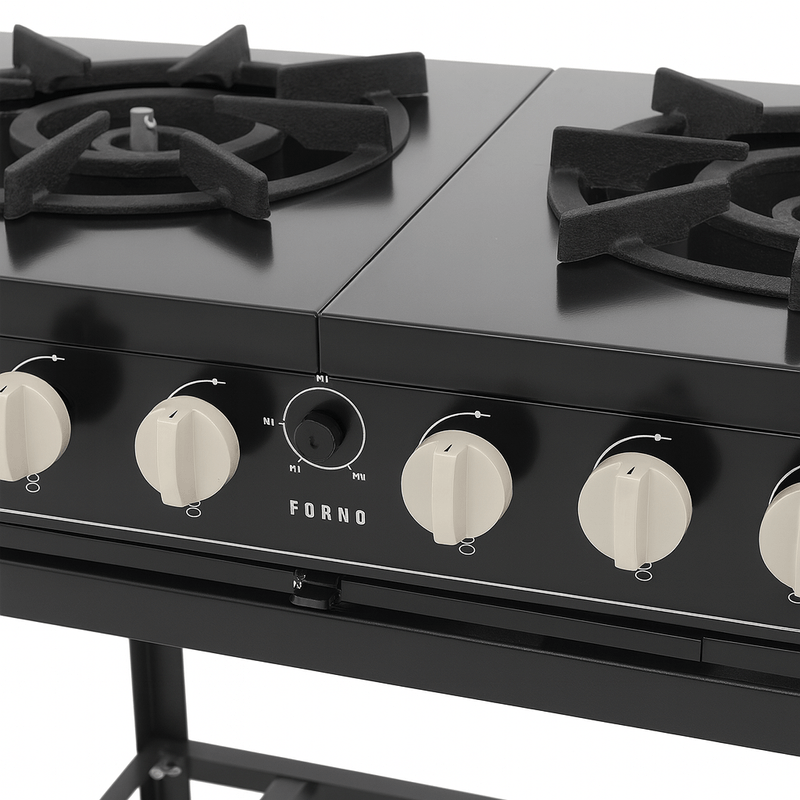Fogão Industrial 4 Bocas Baixa Pressão Venâncio Bravo BR4B Preto – Gás GLP, Profissional para Cozinha Industrial